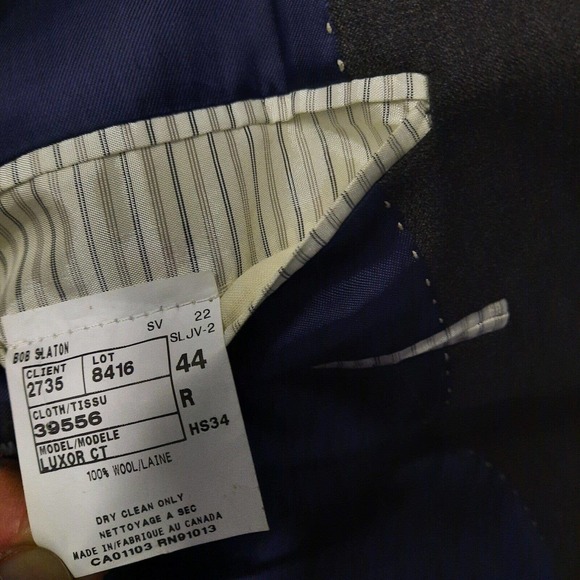 Jack Victor Suit Blazer Sport Coat Jacket Mens Size 44R Gray 100% Wool - Picture 7 of 8